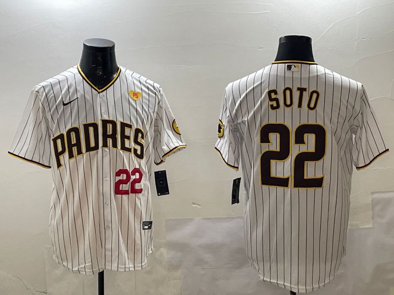 Men San Diego Padres #22 Soto White Stripe Game 2025 Nike MLB Jersey style 7